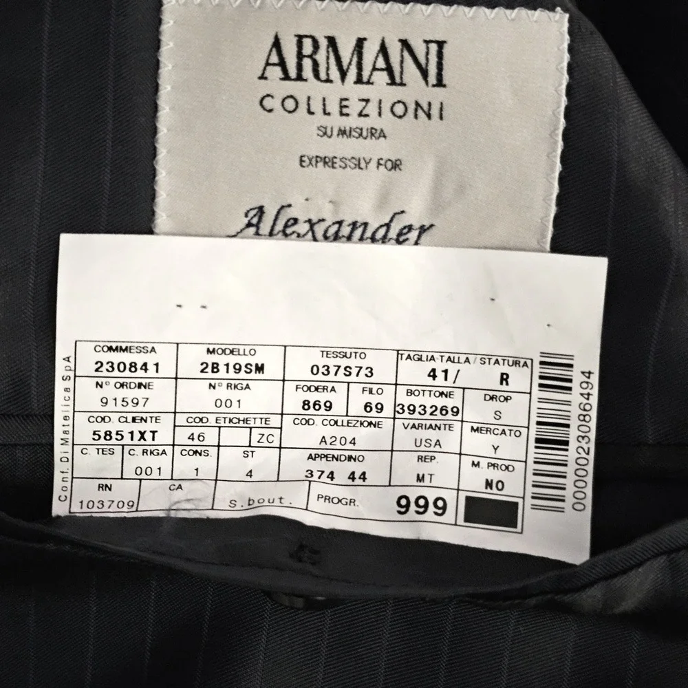 Armani Collezioni Su Misura Mens Navy Blue Super 150s Wool Blazer Jacket 41R
